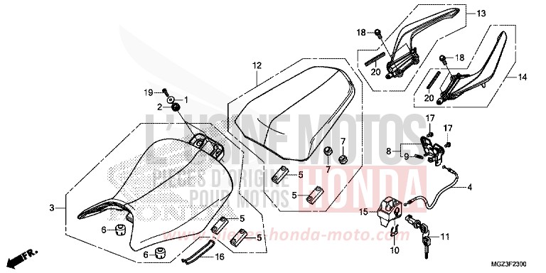SEAT/REAR GRIP for CBR500R ABS GRAPHITE BLACK (NHB01) from 2013